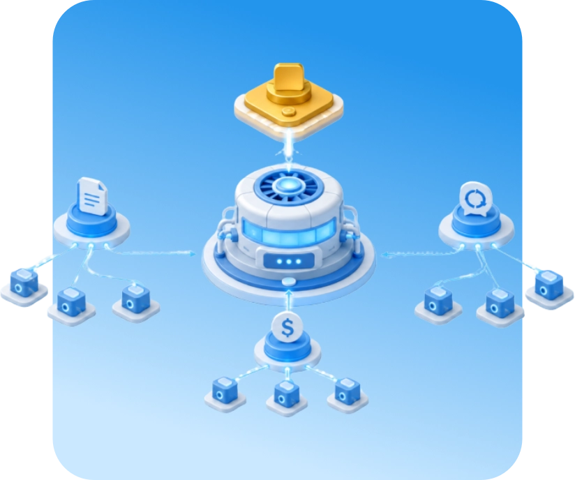 AI agents powering the Revenue Engine with an operator overseeing the outcome.